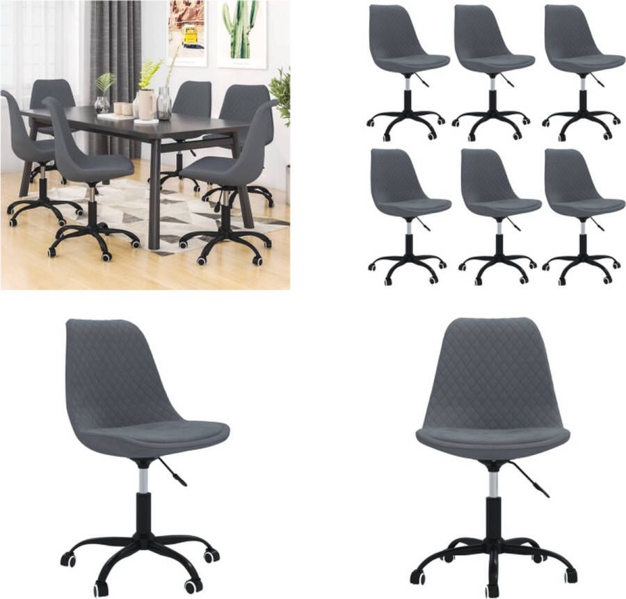 VidaXL Eetkamerstoelen 6 st draaibaar stof donkergrijs Eetstoel Eetstoelen Keukenstoel Stoel
