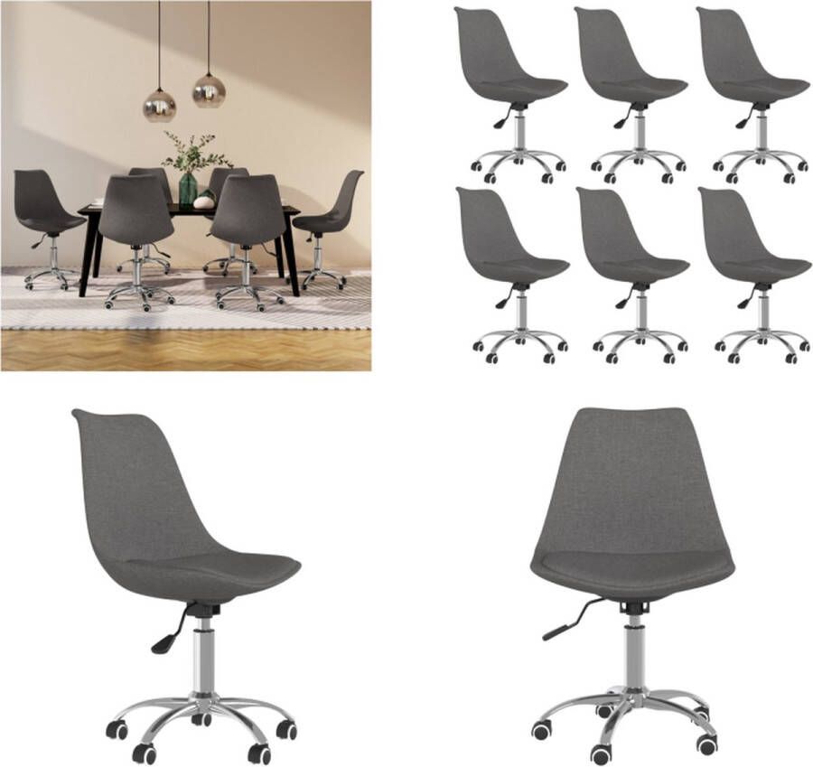 VidaXL Eetkamerstoelen 6 st draaibaar stof donkergrijs Eetstoel Eetstoelen Keukenstoel Stoel - Foto 2