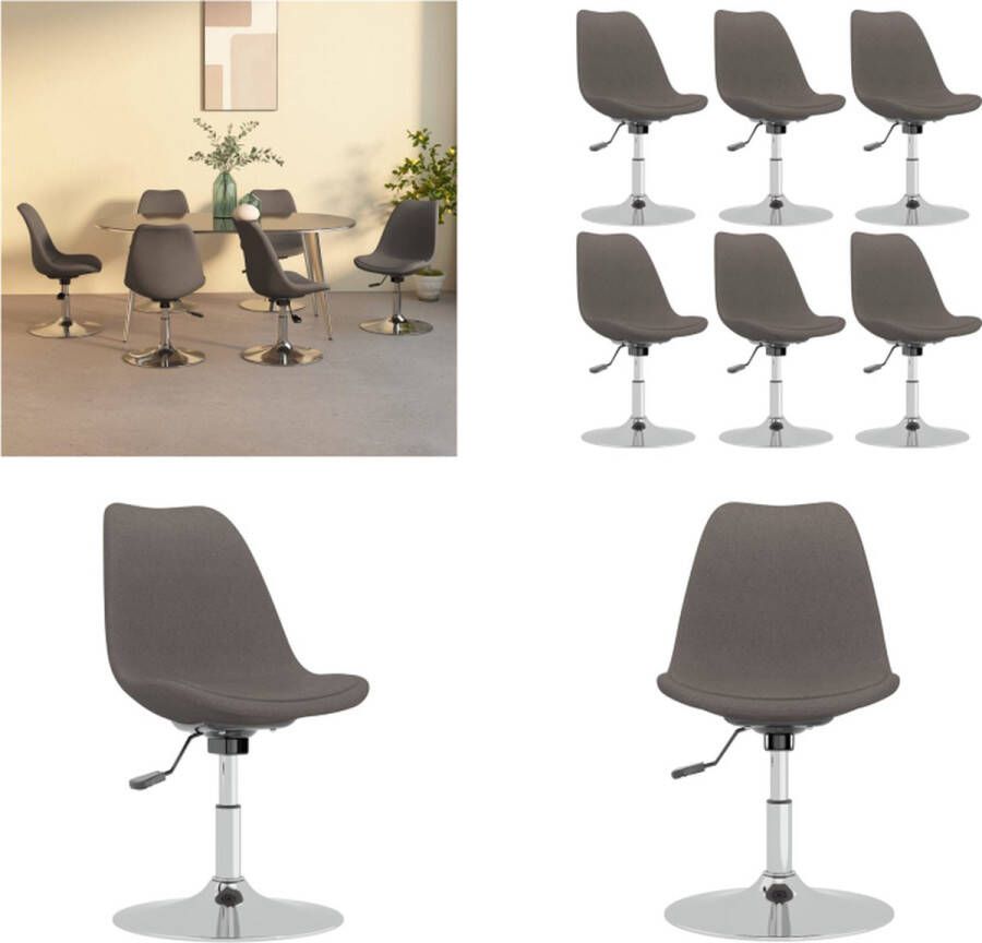VidaXL Eetkamerstoelen 6 st draaibaar stof donkergrijs Eetstoel Eetstoelen Keukenstoel Stoel