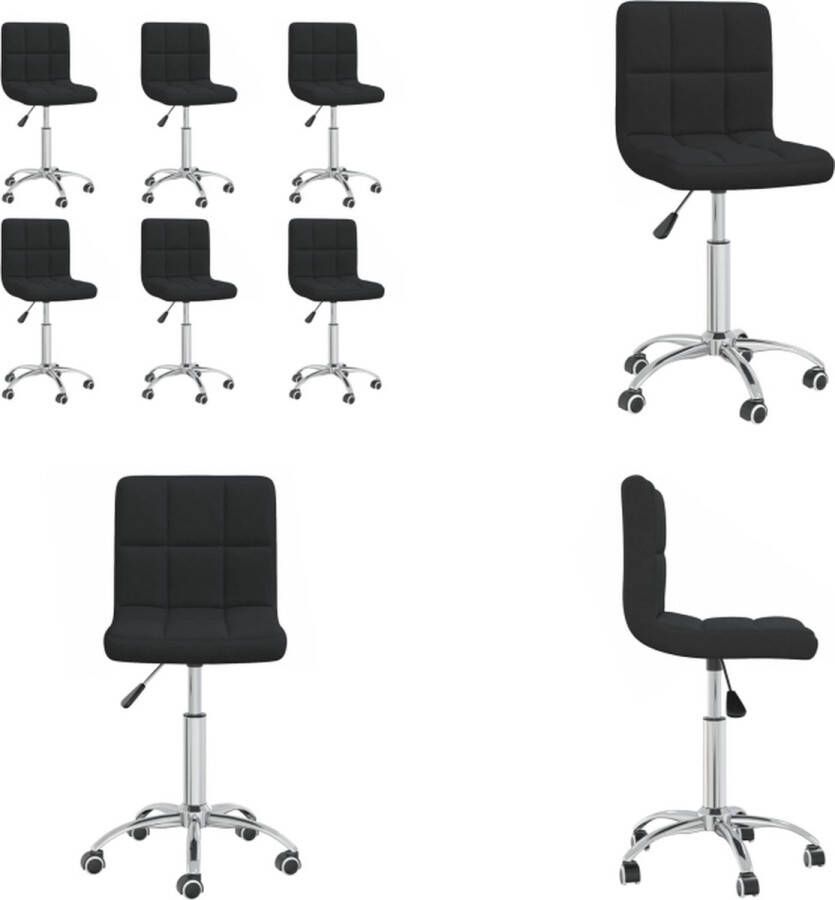 VidaXL Eetkamerstoelen 6 st draaibaar stof zwart Eetkamerstoel Eetkamerstoelen Dinerstoel Dinerstoelen