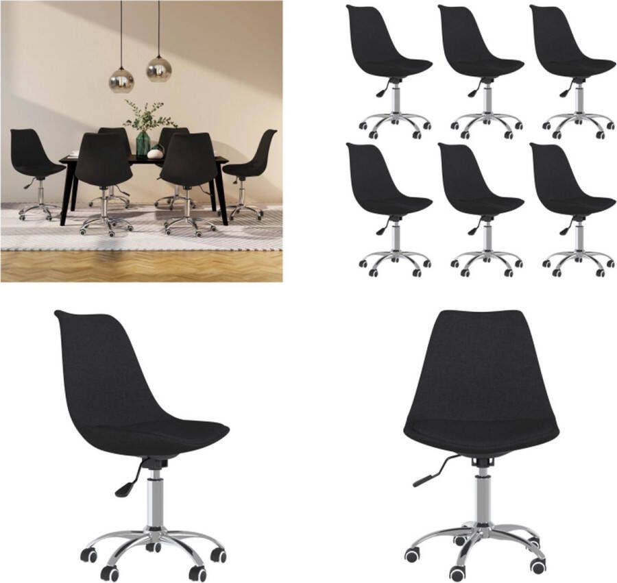 VidaXL Eetkamerstoelen 6 st draaibaar stof zwart Eetstoel Eetstoelen Keukenstoel Stoel