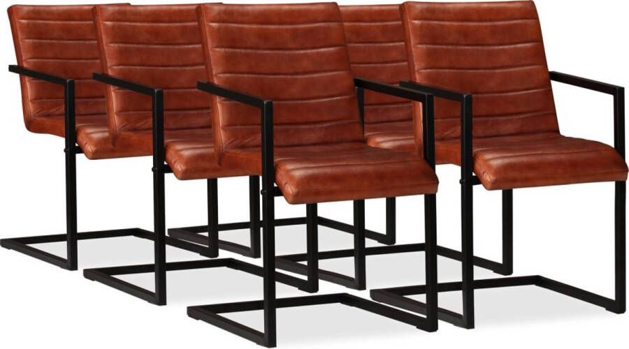VidaXL -Eetkamerstoelen-6-st-echt-leer-bruin - Foto 3
