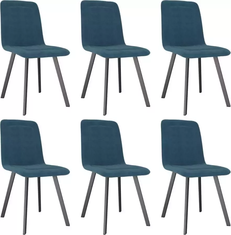 VIDAXL Eetkamerstoelen 6 st fluweel blauw - Foto 1