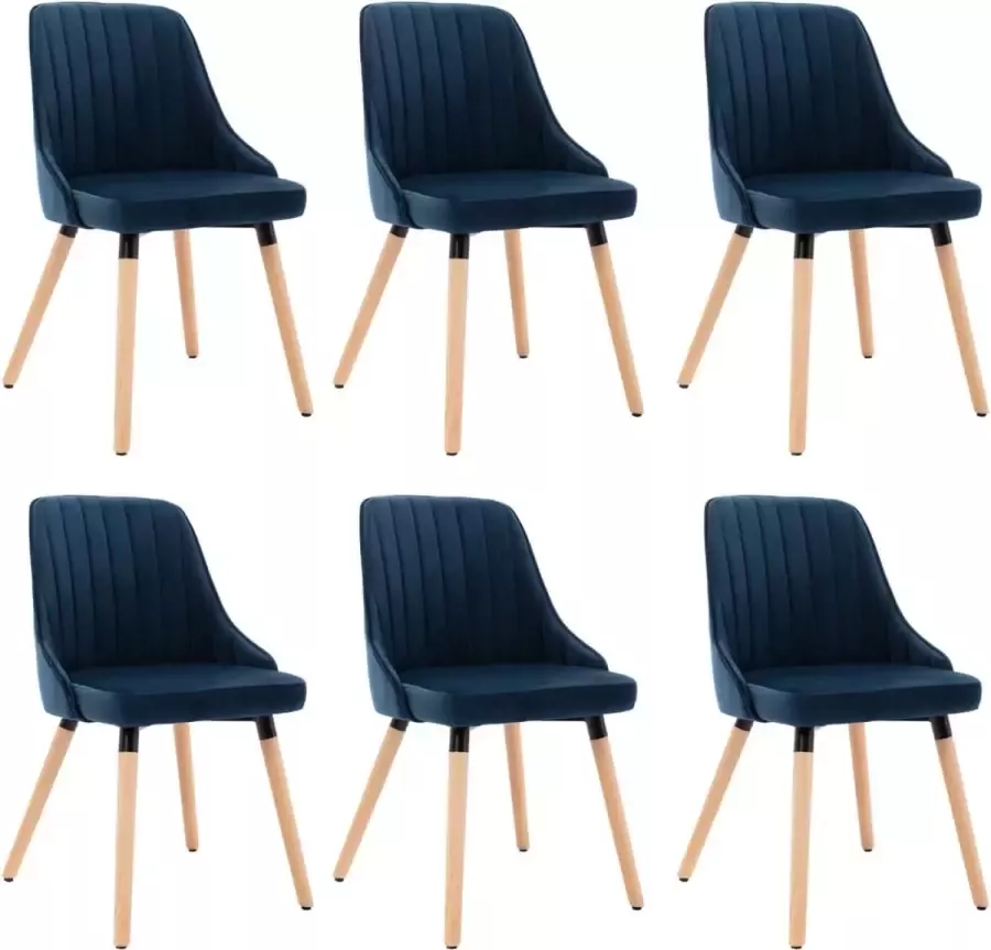 VIDAXL Eetkamerstoelen 6 st fluweel blauw - Foto 2