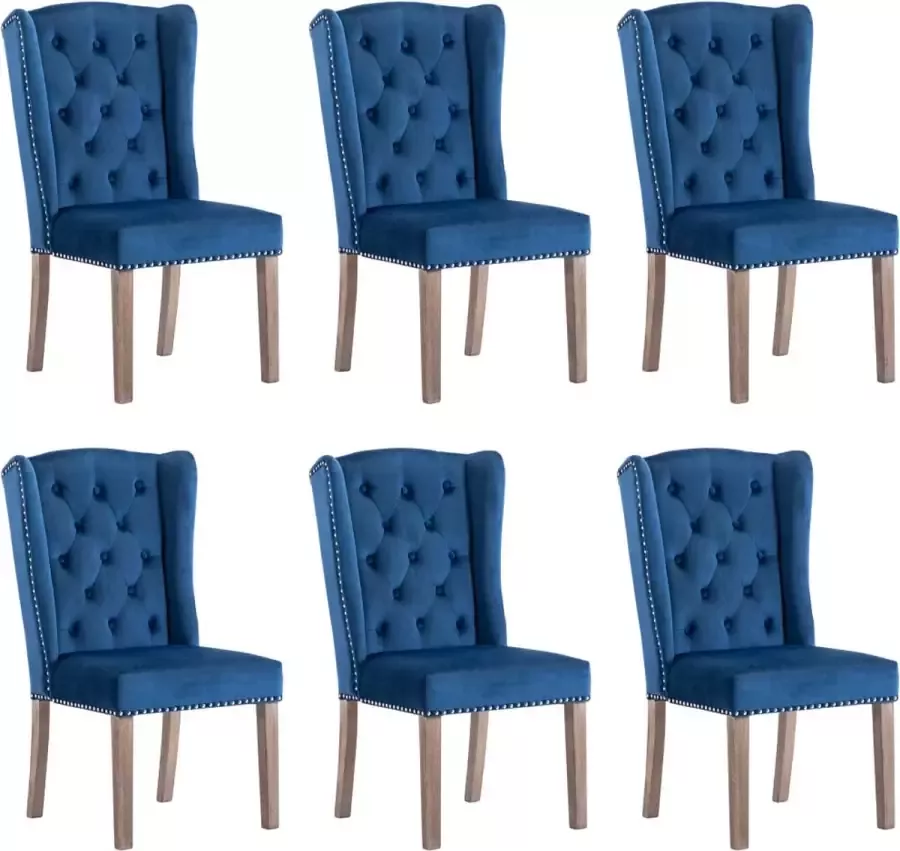 VIDAXL Eetkamerstoelen 6 st fluweel blauw