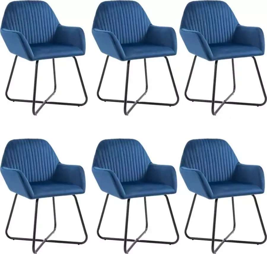 VidaXL -Eetkamerstoelen-6-st-fluweel-blauw