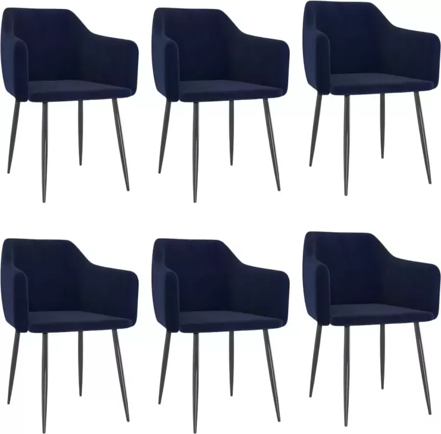 VIDAXL Eetkamerstoelen 6 st fluweel blauw