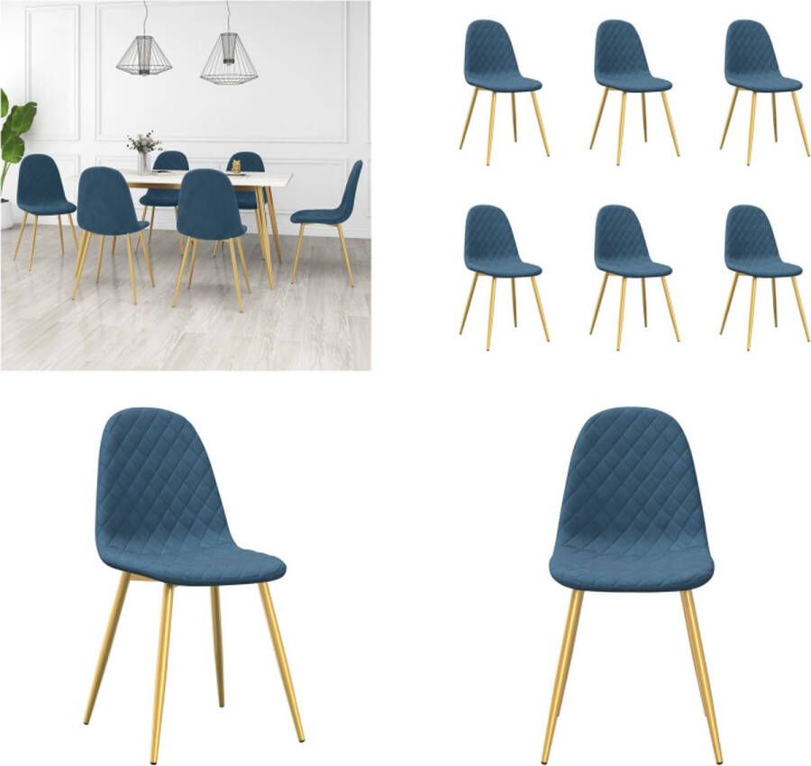 VidaXL Eetkamerstoelen 6 st fluweel blauw Eetkamerstoel Eetkamerstoelen Stoel Stoelen