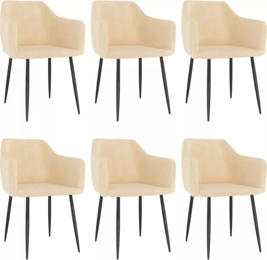 VidaXL Eetkamerstoelen 6 st fluweel crèmekleurig
