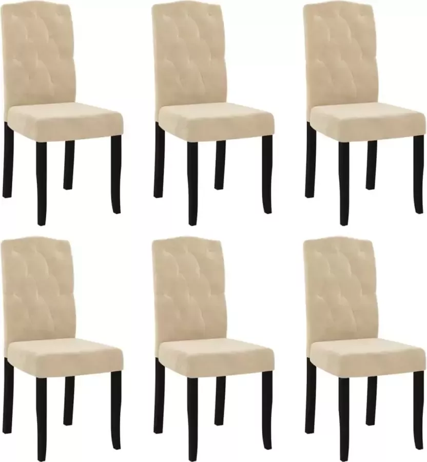 VidaXL Eetkamerstoelen 6 st fluweel crèmekleurig - Foto 2
