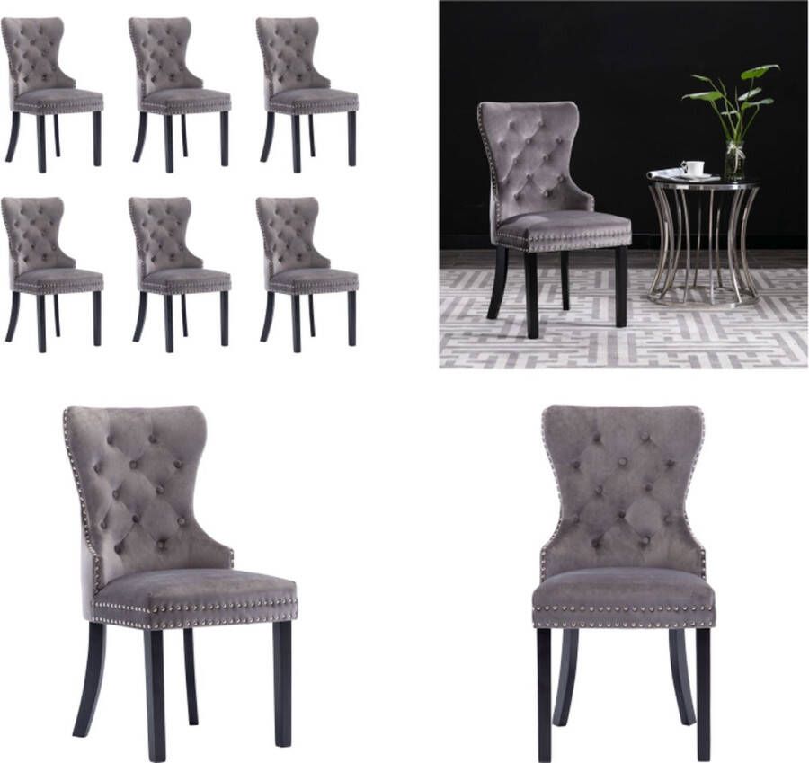 Vida XL vidaXL Eetkamerstoelen 6 st fluweel grijs-VXL-3055874 - Foto 2