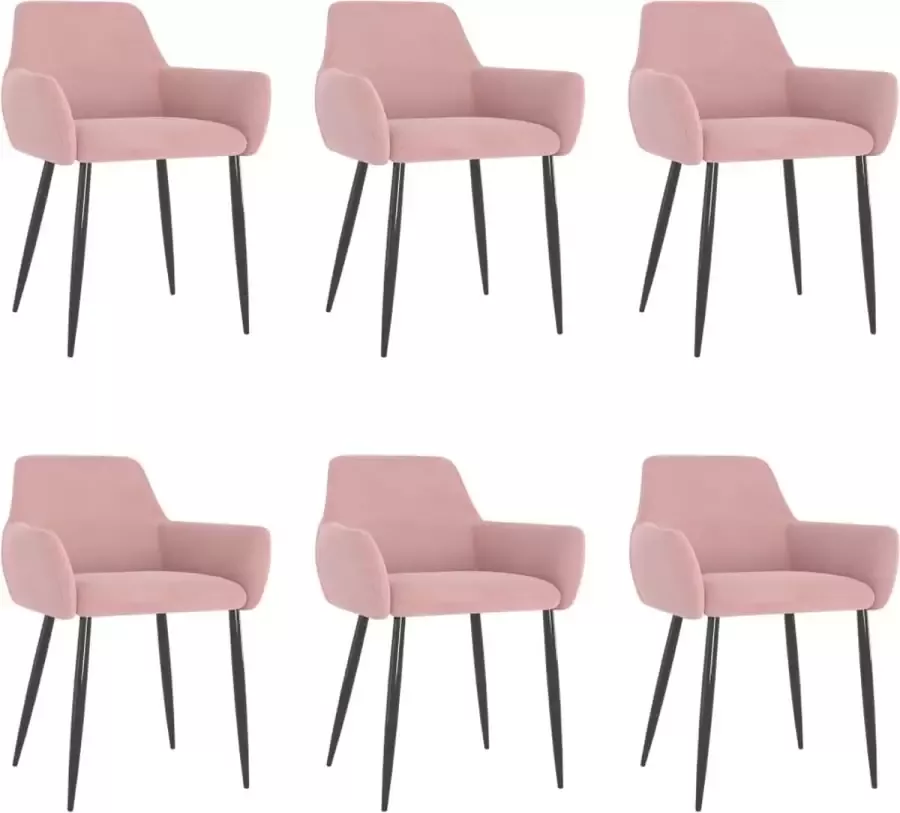 VIDAXL Eetkamerstoelen 6 st fluweel roze