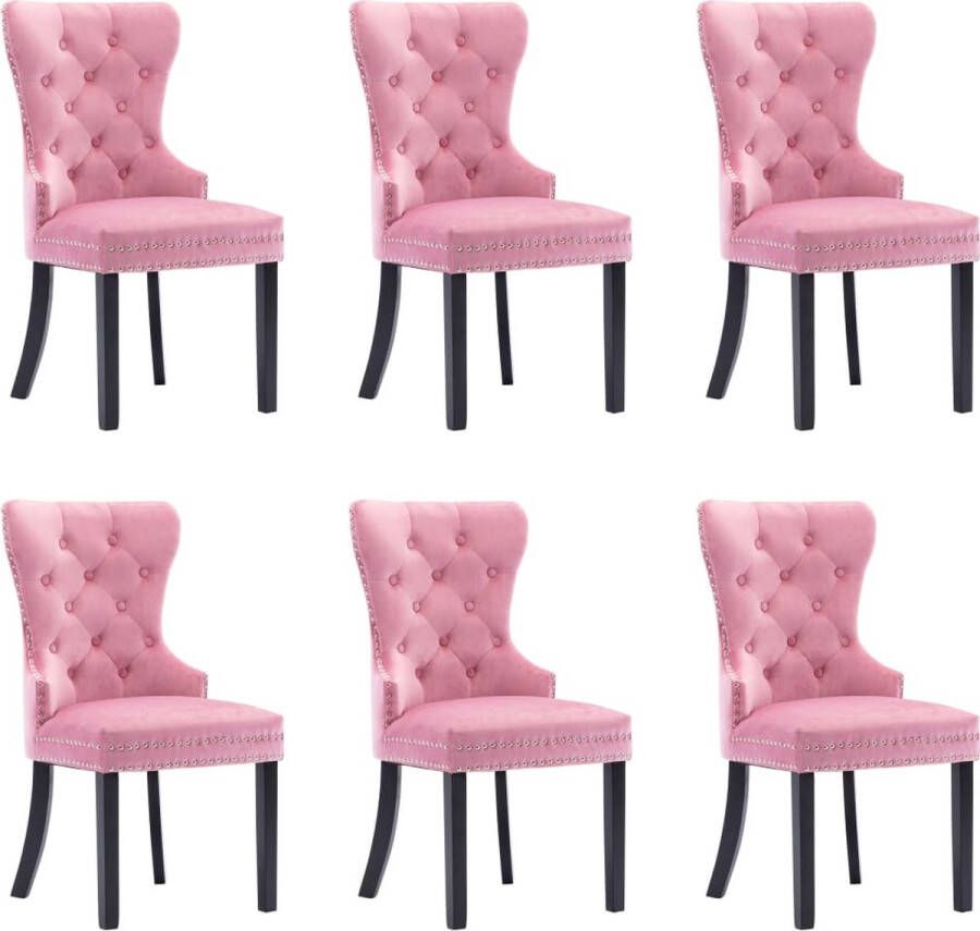 VidaXL -Eetkamerstoelen-6-st-fluweel-roze - Foto 3