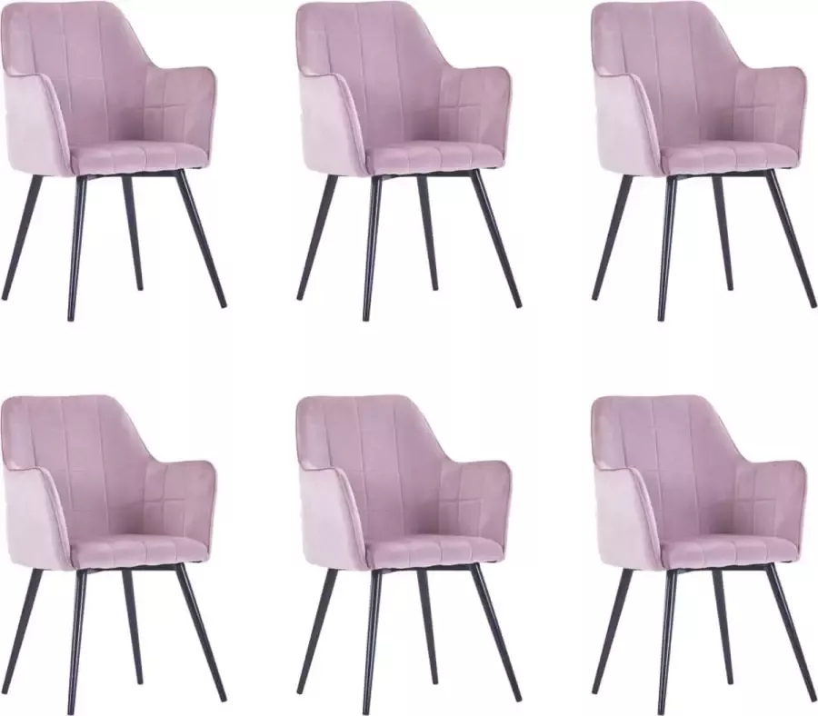 VidaXL Eetkamerstoelen 6 st fluweel roze