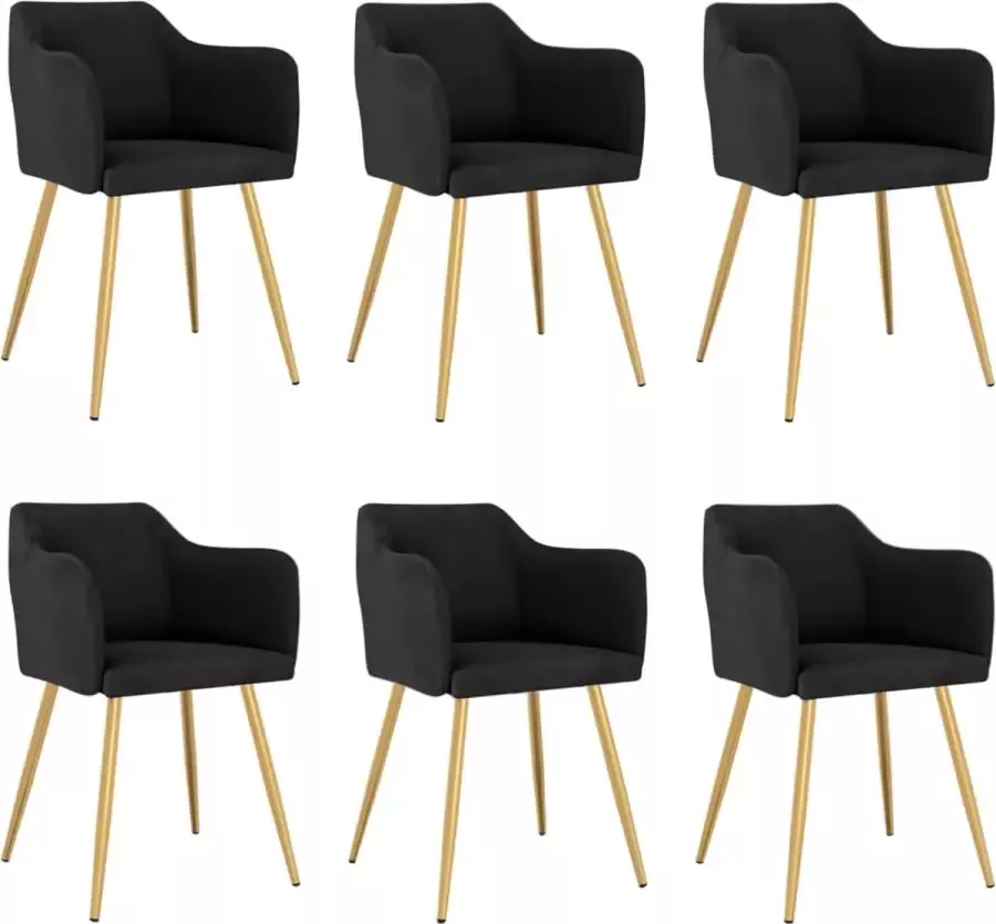 VidaXL Eetkamerstoelen 6 st fluweel zwart - Foto 2