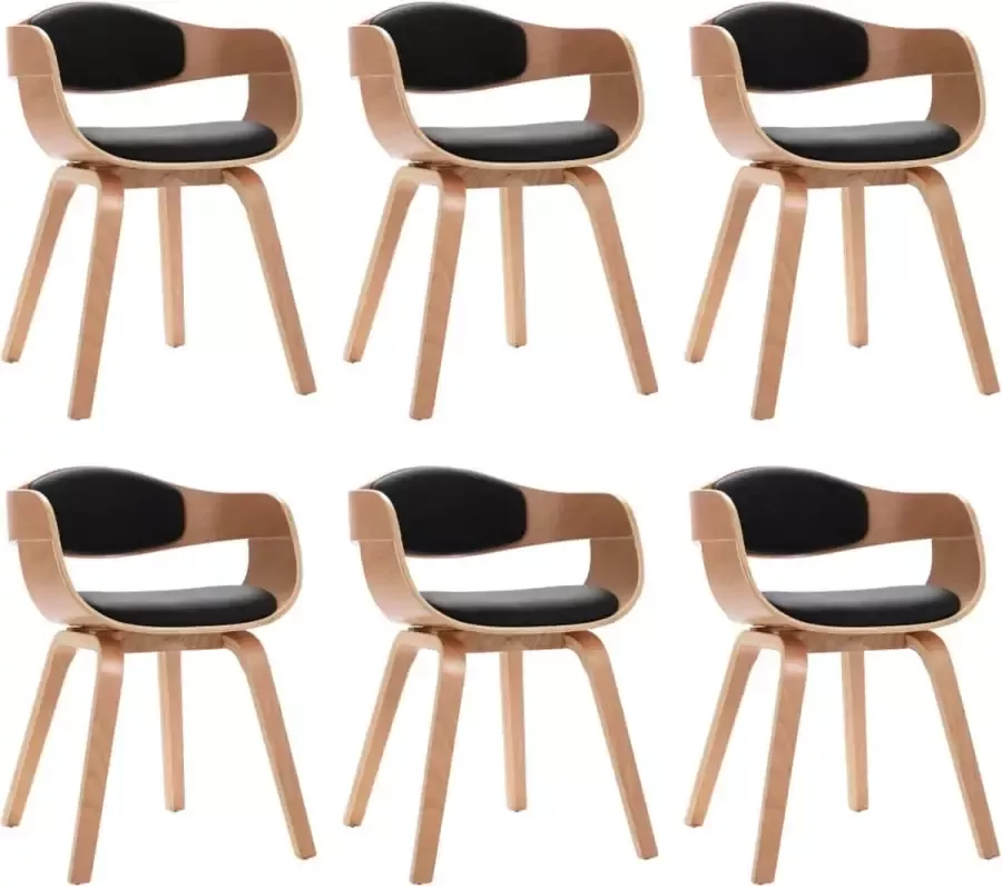 VidaXL -Eetkamerstoelen-6-st-gebogen-hout-en-kunstleer - Foto 2