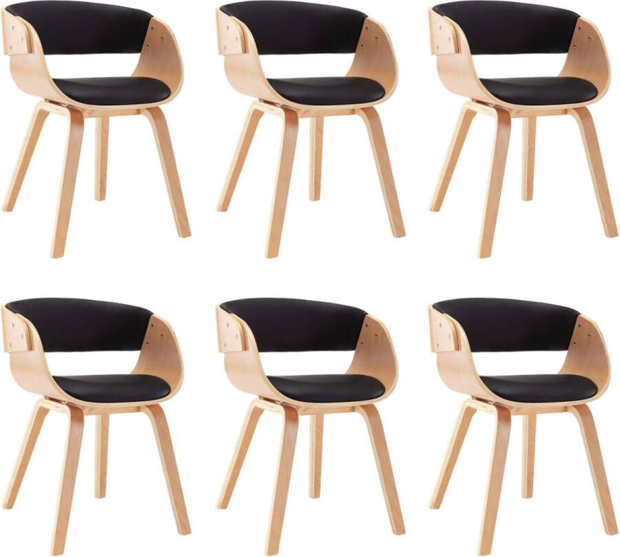 VidaXL -Eetkamerstoelen-6-st-gebogen-hout-en-kunstleer-zwart - Foto 6