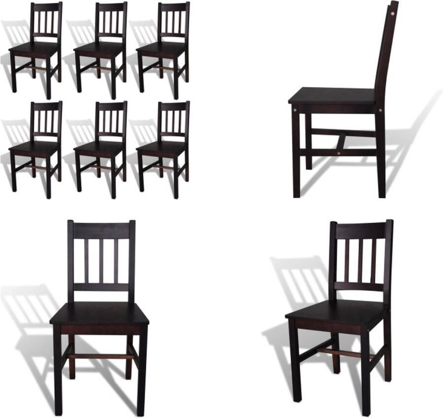 VidaXL Eetkamerstoelen 6 st grenenhout donkerbruin Eetkamerstoel Eetkamerstoelen Houten Eetstoel Houten Eetstoelen