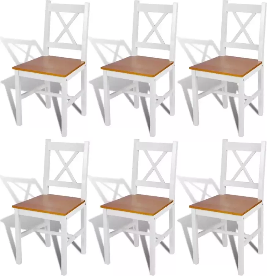 Vida XL vidaXL Eetkamerstoelen 6 st grenenhout wit-VXL-271496