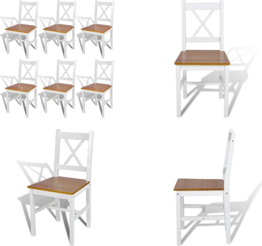 VidaXL Eetkamerstoelen 6 st grenenhout wit Eetkamerstoel Eetkamerstoelen Houten Eetstoel Houten Eetstoelen