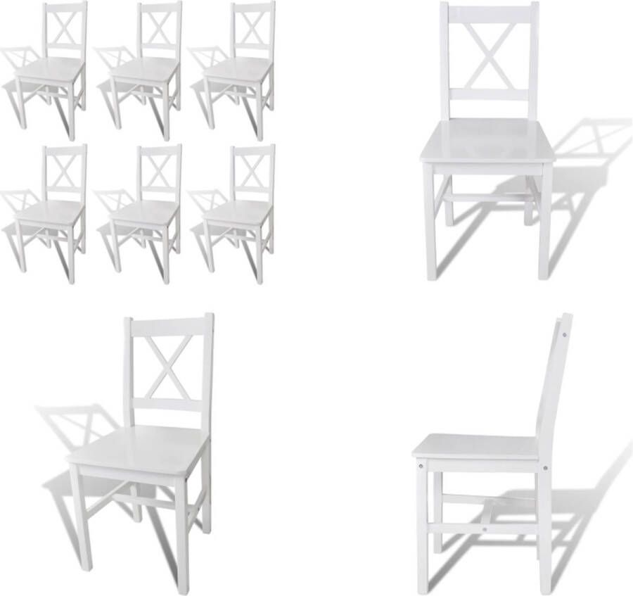 VidaXL Eetkamerstoelen 6 st grenenhout wit Eetkamerstoel Eetkamerstoelen Houten Eetstoel Houten Eetstoelen