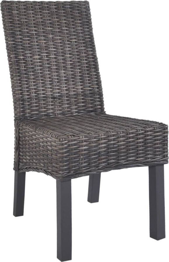 VidaXL -Eetkamerstoelen-6-st-kubu-rattan-en-mangohout-bruin - Foto 1