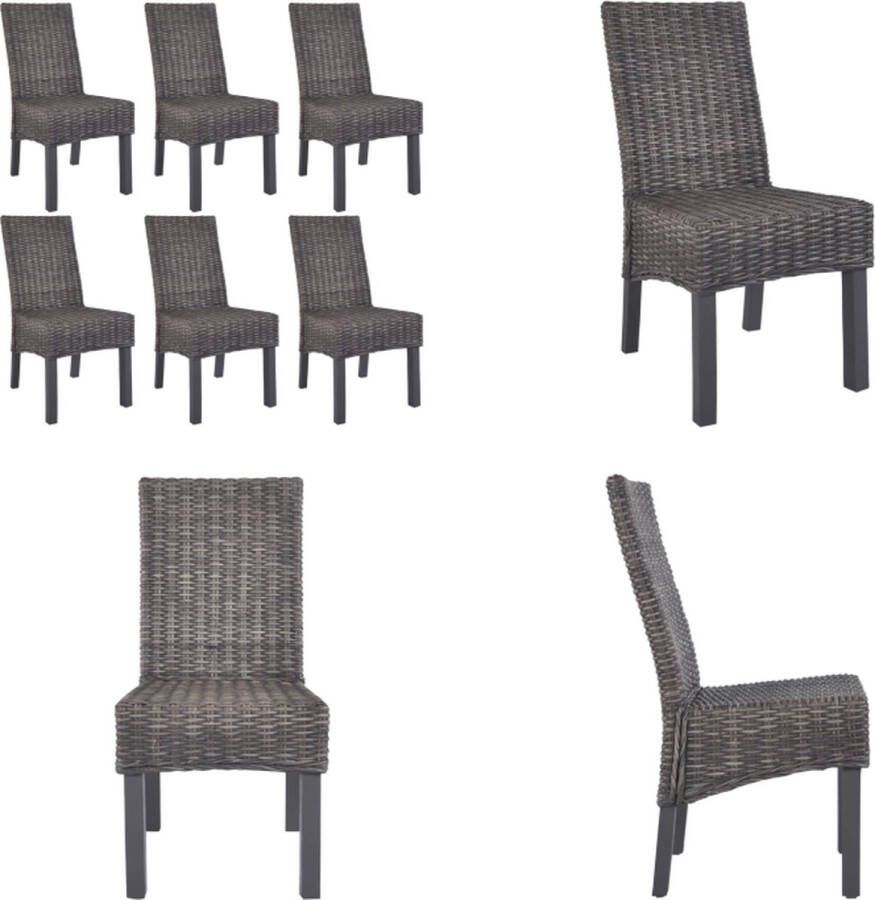 VidaXL Eetkamerstoelen 6 st kubu rattan en mangohout bruin Eetkamerstoel Eetkamerstoelen Eetstoel Eetstoelen - Foto 2