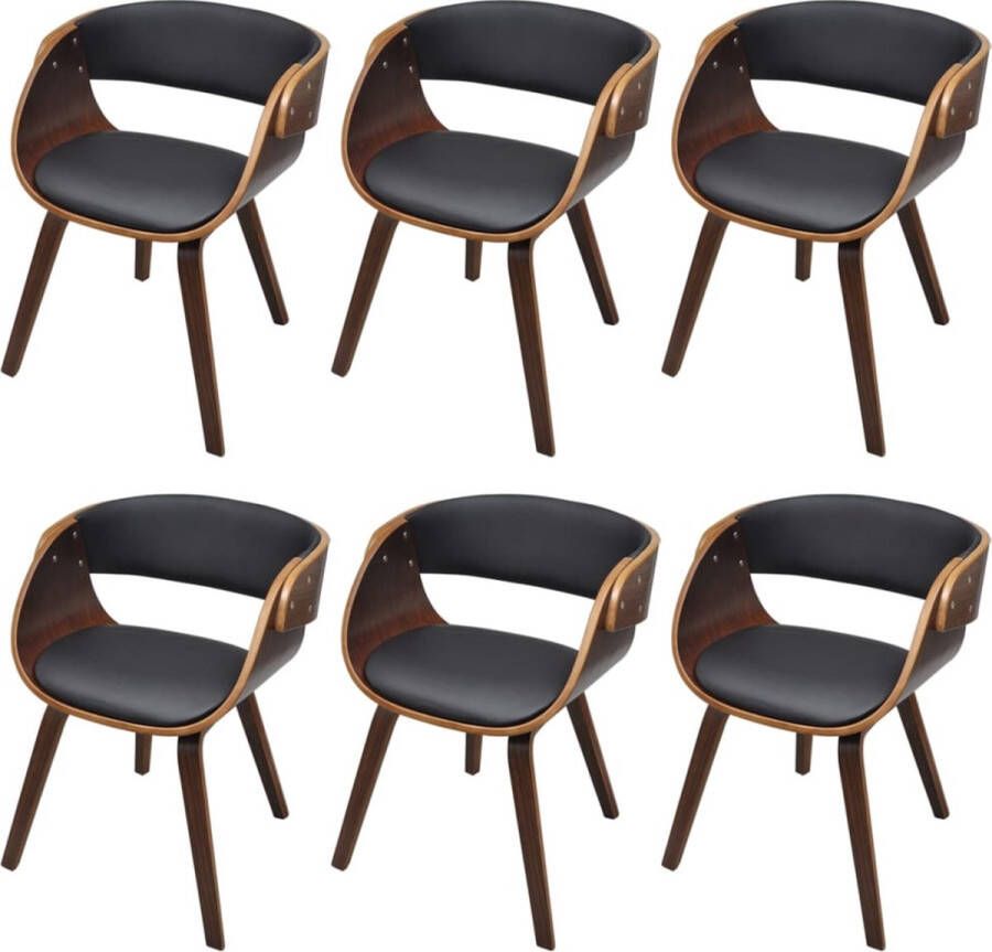 VidaXL -Eetkamerstoelen-6-st-kunstleer-bruin - Foto 3
