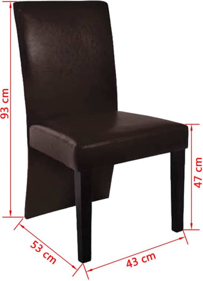 VidaXL -Eetkamerstoelen-6-st-kunstleer-donkerbruin - Foto 2