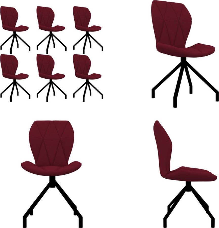 VidaXL Eetkamerstoelen 6 st kunstleer rood Eetstoel Eetstoelen Eetkamerstoel Dinerstoel