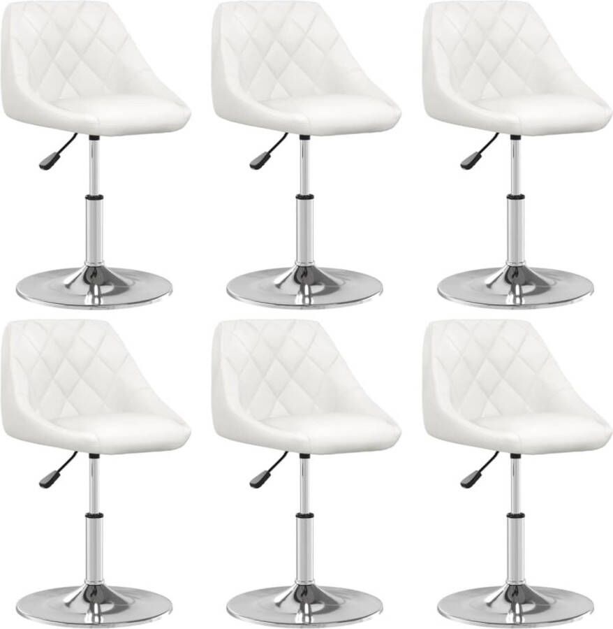 VidaXL Eetkamerstoelen Set van 6 Wit Kunstleer Eetkamerstoel Keukentool Dining Chair Salontafel Modern Meubilair Comfortabele Stoel Kunstleder - Foto 2