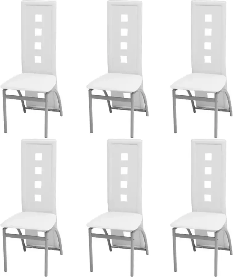VidaXL -Eetkamerstoelen-6-st-kunstleer-wit - Foto 2