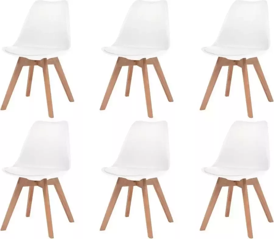 VidaXL -Eetkamerstoelen-6-st-kunststof-wit