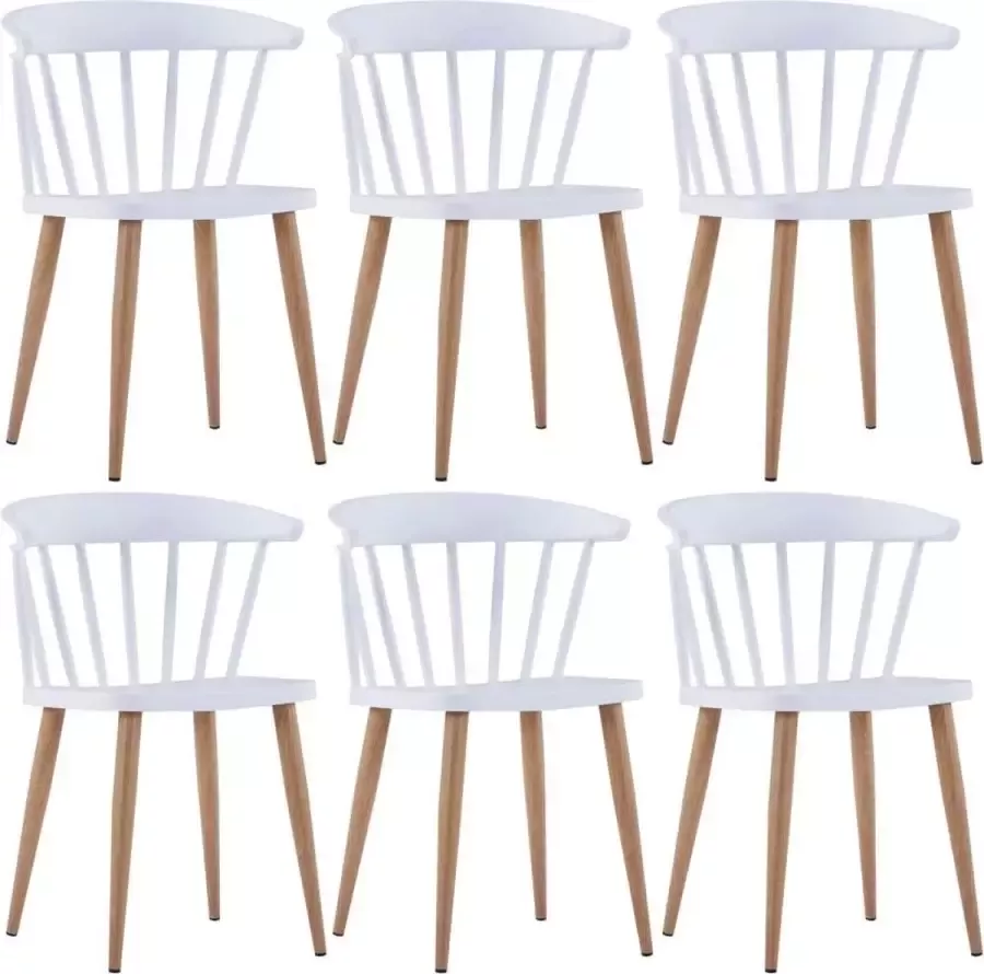 VidaXL Eetkamerstoelen 6 st kunststof staal wit