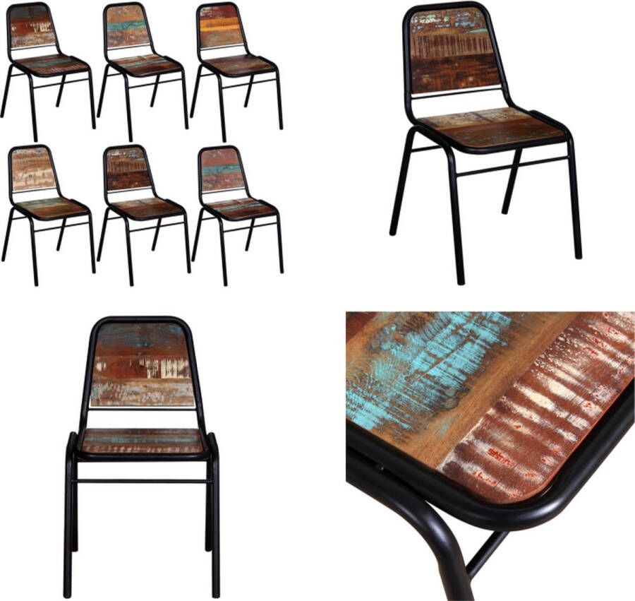 VidaXL Eetkamerstoelen 6 st massief gerecycled hout Eetstoel Eetstoelen Eetkamerstoel Eetkamerstoelen