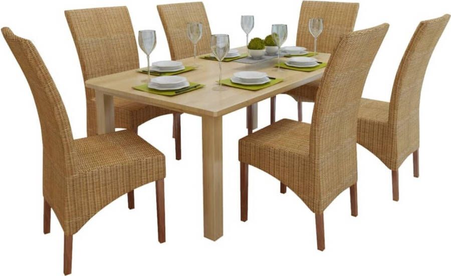 VidaXL -Eetkamerstoelen-6-st-natuurlijk-rattan-bruin - Foto 1