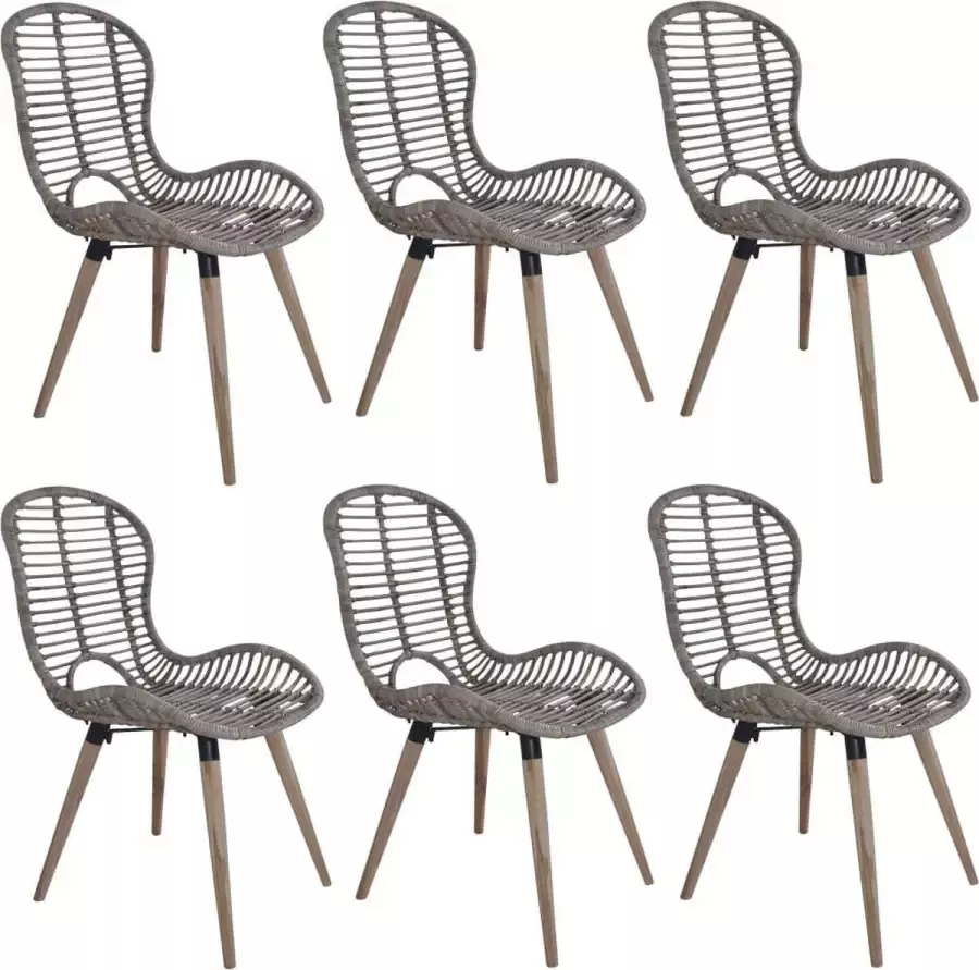 Vida XL Eetkamerstoelen 6 st natuurlijk rattan bruin SKU: V275839 - Foto 2