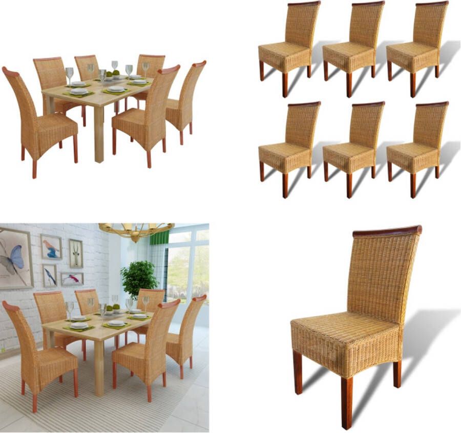 vidaXL Eetkamerstoelen 6 st natuurlijk rattan bruin Eetkamerstoel Eetkamerstoelen Keukenstoelen Keukenstoel