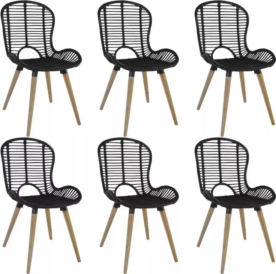 Vida XL Eetkamerstoelen 6 st natuurlijk rattan zwart SKU: V275838 - Foto 2