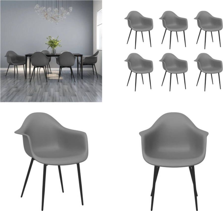 VidaXL -Eetkamerstoelen-6-st-PP-grijs - Foto 2