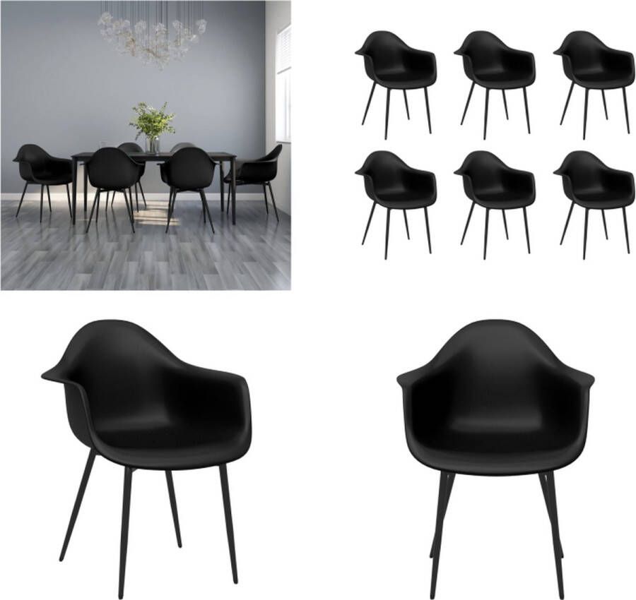 VidaXL -Eetkamerstoelen-6-st-PP-zwart - Foto 2