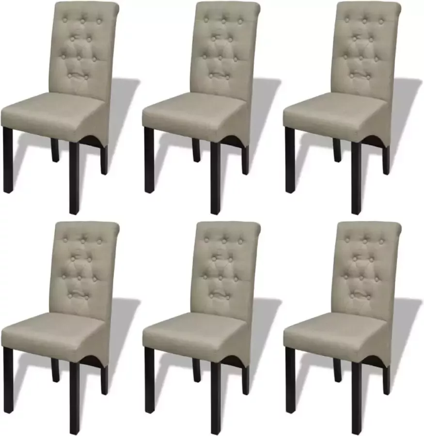 VidaXL -Eetkamerstoelen-6-st-stof-beige