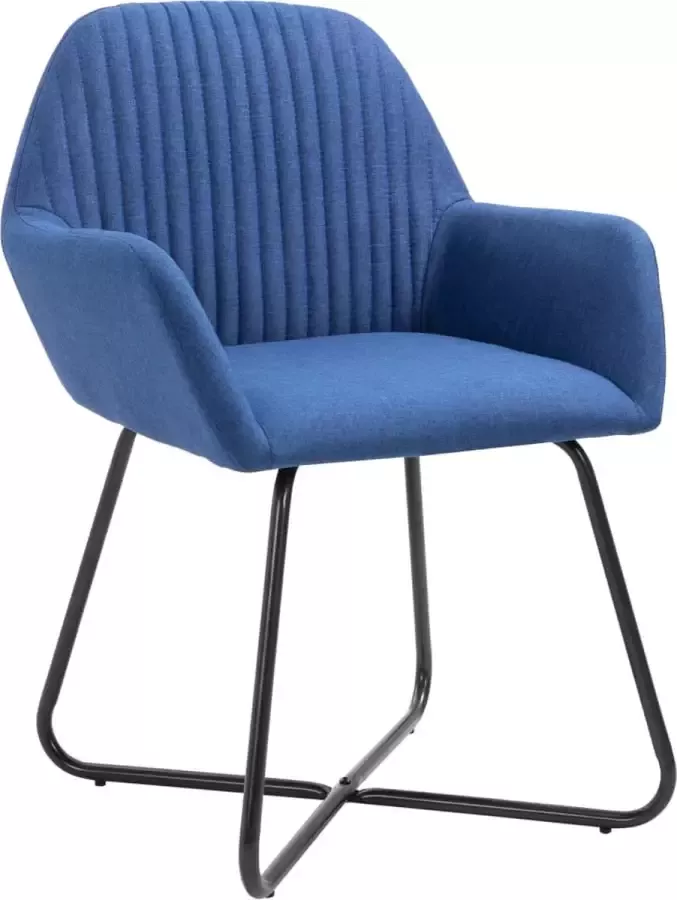 VIDAXL Eetkamerstoelen 6 st stof blauw - Foto 2