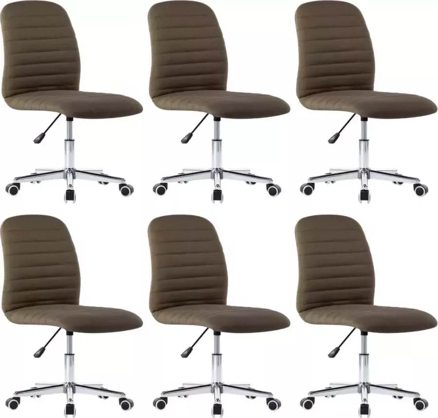 VidaXL Eetkamerstoelen 6 st stof bruin - Foto 3