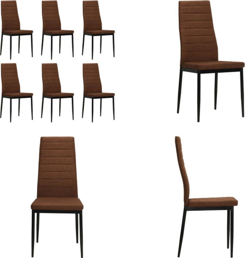 VidaXL -Eetkamerstoelen-6-st-stof-bruin