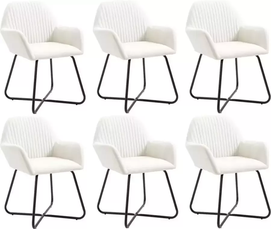 Vida XL vidaXL Eetkamerstoelen 6 st stof crÃ¨mekleurig-VXL-274620 - Foto 7