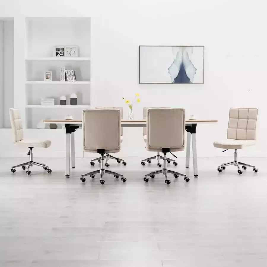 VidaXL Eetkamerstoelen 6 st stof crème