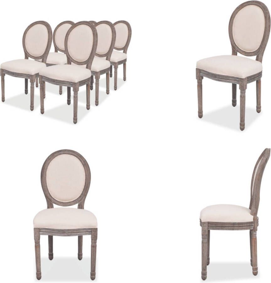 Vida XL vidaXL Eetkamerstoelen 6 st stof crÃ¨mekleurig-VXL-274620 - Foto 3