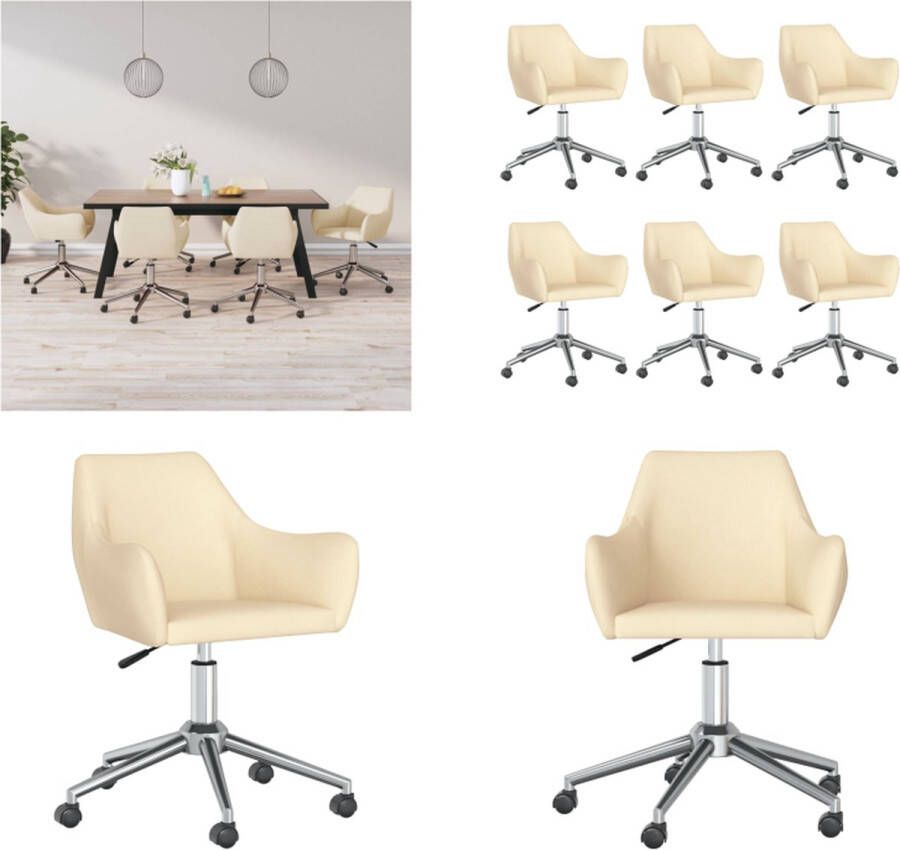 VidaXL Eetkamerstoelen 6 st stof crèmekleurig Draaibare Eetkamerstoel Draaibare Eetkamerstoelen Stoel Eetstoel