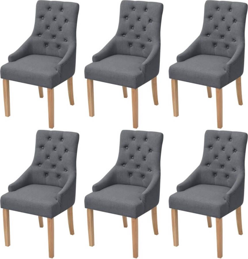 VidaXL Eetkamerstoelen Set van 6 Stof Donkergrijs Eetkamerstoelen Donkergrijs Velours Luxe Comfortabel Stijlvol Landelijke Stijl Set Van 6 Houten Poten Gestoffeerd Dining Chairs Grijs Modern Classic - Foto 2